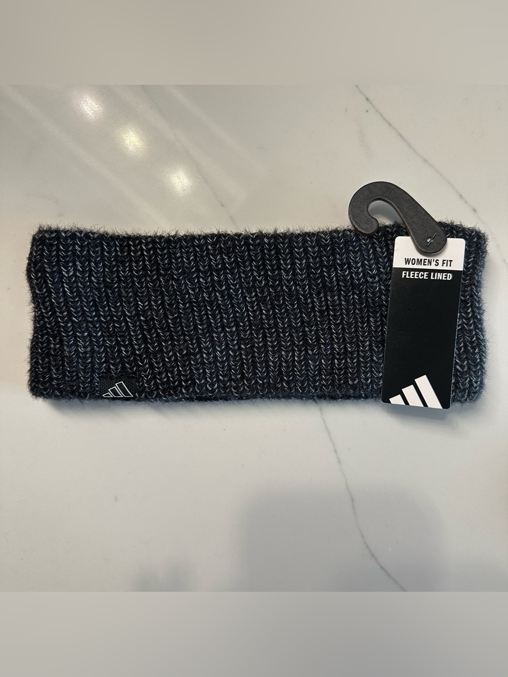 adidas Women's Black Gray Fleece-Lined Knit Headband